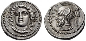 CILICIA, Tarsos. Tarkumuwa (Datames), Satrap of Cilicia and Cappadocia, 384-361/0 BC. Stater (Silver, 21mm, 10.87 g 7), c. 380. Female head facing, tu...