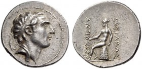SELEUKID KINGS, Antiochos III ‘the Great’, 223-187 BC. Tetradrachm (Silver, 32mm, 17.20 g 11), Antioch, after 197. Diademed head of Antiochos III to r...