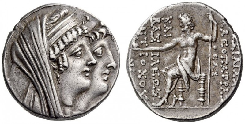 SELEUKID KINGS, Kleopatra Thea & Antiochos VIII, 126/5-121/0 BC. Tetradrachm (Si...