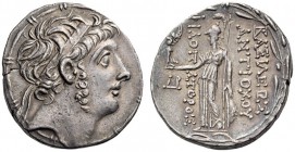 SELEUKID KINGS, Antiochos IX Eusebes Philopator (Kyzikenos), 114/3-95 BC. Tetradrachm (Silver, 28mm, 16.06 g 12), Ake-Ptolemais, 113/2-107/6. Diademed...