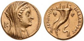PTOLEMAIC KINGS of EGYPT, "Arsinoe II", reigns of Ptolemy VI and Ptolemy VIII, 180-116. Octodrachm (Gold, 25mm, 27.81 g 12), Alexandria, c. 134 (?). H...