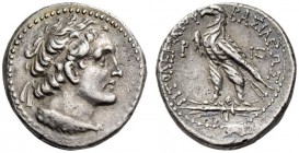PTOLEMAIC KINGS of EGYPT, Ptolemy VIII Euergetes II (Physcon), second reign, 145-116 BC. Didrachm (Silver, 20mm, 6.99 g 12), Aradus, year 116 = 144/3....
