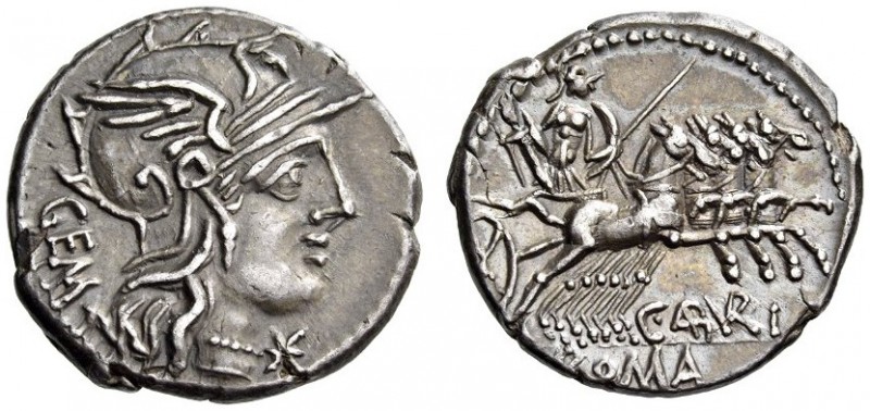 C. Aburius Geminus, 134 BC. Denarius (Silver, 18mm, 3.81 g 7), Rome. GEM Helmete...