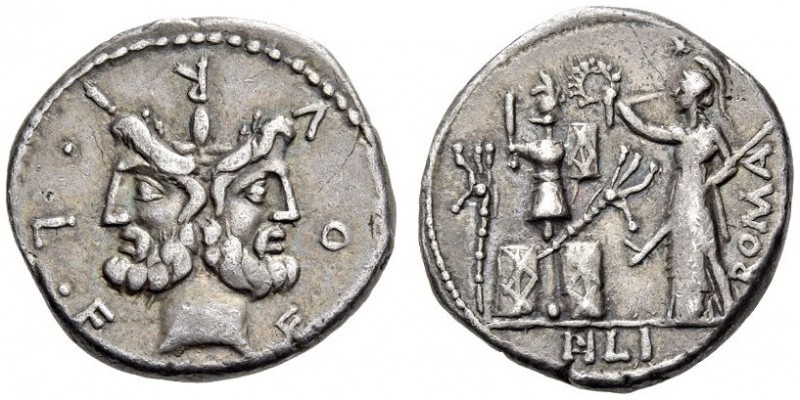 M. Furius L.f. Philus, 120 BC. Denarius (Silver, 18mm, 3.95 g 3), Rome. [M.]FOVR...