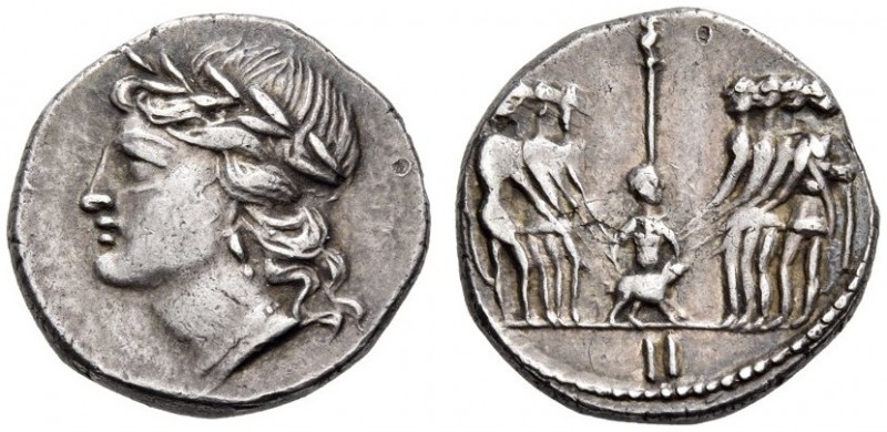 The Social War: coinage of the Marsic Confederation, 90-88 BC. Denarius (Silver,...