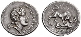 The Social War: coinage of the Marsic Confederation, 90-88 BC. Denarius (Silver, 19mm, 3.51 g 6), Mint moving with C. Paapius, possibly in Campania, 9...