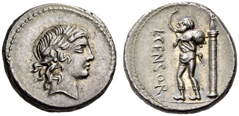 L. Marcius Censorinus, 82 BC. Denarius (Silver, 16mm, 4.37 g 10), Rome. Laureate...