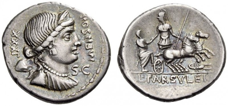 L. Farsuleius Mensor, 76 BC. Denarius (Silver, 19mm, 3.86 g 6), Rome. S.C - MENS...