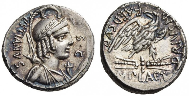 M. Plaetorius M.f. Cestianus, 57 BC. Denarius (Silver, 17mm, 4.07 g 4), Rome. CE...
