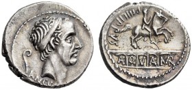 L. Marcius Philippus, 57 BC. Denarius (Silver, 18mm, 4.04 g 4), Rome. ANCVS Diademed head of Ancus Marcius to right; behind, lituus. Rev. PHILIPPVS Aq...
