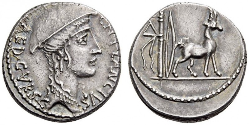 Cn. Plancius, 55 BC. Denarius (Silver, 17mm, 4.09 g 11), Rome. CN PLANCIVS AED C...