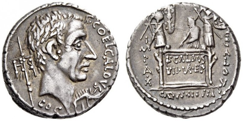 C. Coelius Caldus, 53 BC. Denarius (Silver, 18mm, 3.99 g 12), Rome. C.COEL.CALDV...