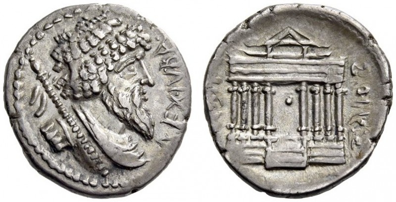 KINGS of NUMIDIA. Juba I, Circa 60-46 BC. Drachm (Silver, 18mm, 3.60 g 12), Utic...