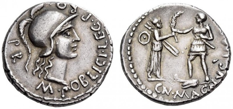 Cnaeus Pompeius Magnus (Pompey the Great), summer 46 - spring 45 BC. Denarius (S...