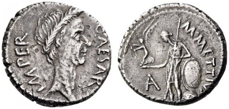 Julius Caesar, late March 44 BC. Denarius (Silver, 16mm, 3.51 g 3), with M. Mett...