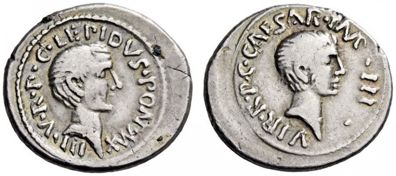 Lepidus and Octavian, November-December 43 BC. Denarius (Silver, 20mm, 3.86 g 1)...