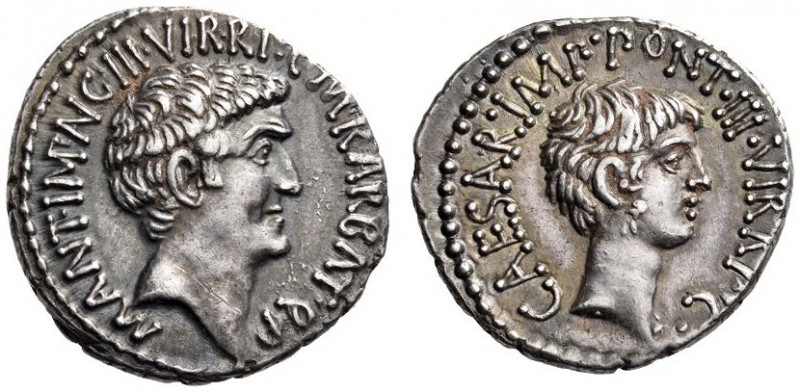 Mark Antony and Octavian, 41 BC. Denarius (Silver, 17mm, 3.67 g 11), mint moving...