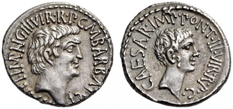 Mark Antony and Octavian, 41 BC. Denarius (Silver, 18mm, 3.97 g 11), mint moving...