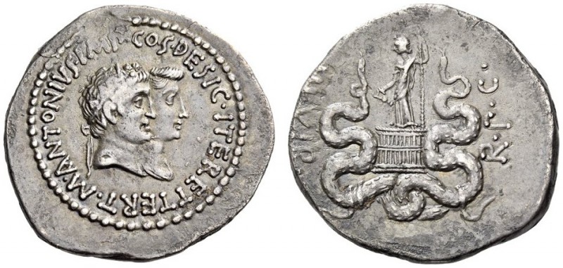 Mark Antony and Octavia, 39 BC. Cistophorus (Silver, 28mm, 11.70 g 12), Ephesus....