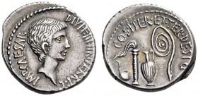 Octavian, 37 BC. Denarius (Silver, 18mm, 4.09 g 10), uncertain Italian mint. IMP CAESAR DIVI F III VIR ITER R P C Bare head of Octavian to right. Rev....