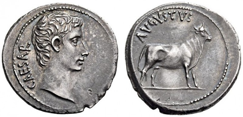 Augustus, 27 BC-AD 14. Denarius (Silver, 20mm, 3.84 g 12), Samos, c. 21-20 BC. C...