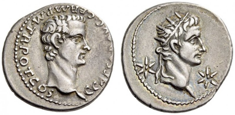Gaius (Caligula), 37-41. Denarius (Silver, 19mm, 3.77 g 9), with Divus Augustus,...