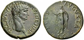 Claudius, 41-54. Sestertius (Orichalcum, 34mm, 24.57 g 6), Rome, 41-50. TI CLAVDIVS CAESAR AVG P M TR P IMP Laureate head of Claudius to right. Rev. S...
