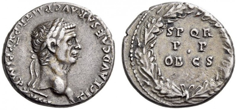 Claudius, 41-54. Denarius (Silver, 18mm, 3.75 g 12), Rome, 50-51. TI CLAVD CAESA...