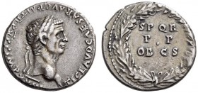 Claudius, 41-54. Denarius (Silver, 18mm, 3.75 g 12), Rome, 50-51. TI CLAVD CAESAR AVG P M TR P X P P IMP XVIII Laureate head of Claudius to right. Rev...