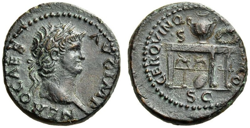 Nero, 54-68. Semis (Orichalcum, 17mm, 3.83 g 7), Rome, c. 64. NERO CAES AVG IMP ...