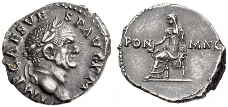 Vespasian, 69-79. Denarius (Silver, 17mm, 3.40 g 6), Rome, July-December 71. IMP...