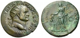 Vespasian, 69-79. Dupondius (Orichalcum, 27mm, 10.60 g 7), Lugdunum, 71. IMP CAESAR VESPASIAN AVG COS III Radiate head of Vespasian to right, with glo...