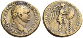 Titus, as Caesar, 69-79. Sestertius (Orichalcum, 31mm, 27.45 g 6), Rome, 72. T CAES VESPASIAN IMP PON TR POT COS II Laureate head of Vespasian to righ...