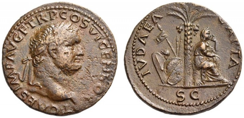 Titus, as Caesar, 69-79. As (Copper, 26mm, 10.27 g 7), Lugdunum, 77-78. T CAES I...
