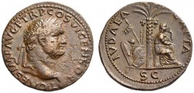Titus, as Caesar, 69-79. As (Copper, 26mm, 10.27 g 7), Lugdunum, 77-78. T CAES IMP AVG F TR P COS VI CENSOR Laureate head of Titus to right, with glob...