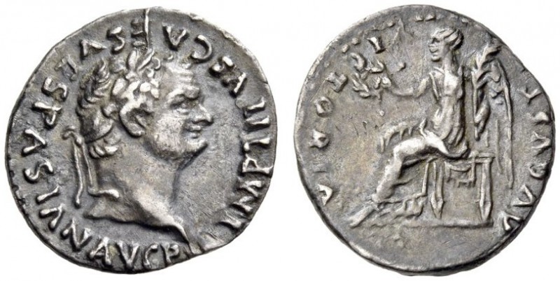 Titus, 79-81. Quinarius (Silver, 14mm, 1.54 g 5), Rome, 79-80. IMP TITVS CAES VE...