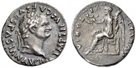 Titus, 79-81. Quinarius (Silver, 14mm, 1.54 g 5), Rome, 79-80. IMP TITVS CAES VESPASIAN AVG P M Laureate head of Titus to right. Rev. VICTORIA AVGVST ...