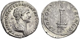 Trajan, 98-117. Denarius (Silver, 19mm, 3.06 g 7), Rome, spring 113 - summer 114. IMP TRAIANO AVG GER DAC P M TR P COS VI P P Laureate and draped bust...