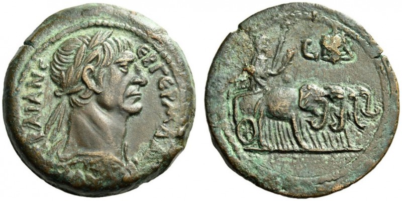 Trajan, 98-117. Alexandria. Drachm (Bronze, 33mm, 22.61 g 12), year 14 = 110/111...
