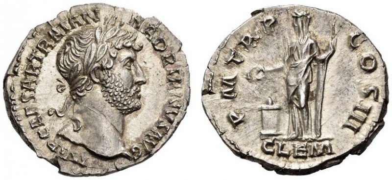 Hadrian, 117-138. Denarius (Silver, 18mm, 3.42 g 6), Rome, 124. IMP CAESAR TRAIA...
