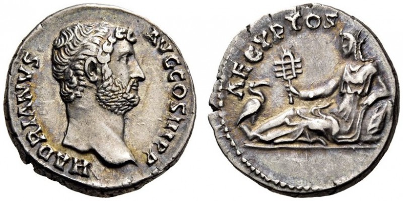 Hadrian, 117-138. Denarius (Silver, 17mm, 3.42 g 7), Rome, c. 136. HADRIANVS AVG...