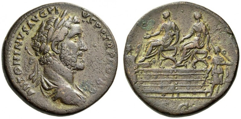 Antoninus Pius, 138-161. Sestertius (Orichalcum, 32mm, 23.24 g 12), Rome, 142. A...
