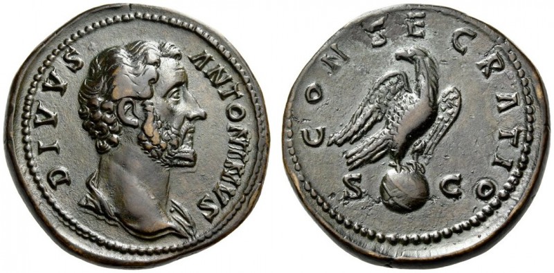 Divus Antoninus Pius, died in 161. Sestertius (Orichalcum, 34mm, 26.59 g 6), Rom...