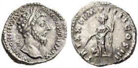 Marcus Aurelius, 161-180. Denarius (Silver, 18mm, 3.83 g 6), Rome, December 166 - December 167. M ANTONINVS AVG ARM PARTH MAX Laureate head of Marcus ...
