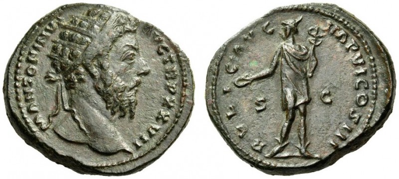 Marcus Aurelius, 161-180. Dupondius (Orichalcum, 26mm, 13.81 g 6), Rome, Decembe...