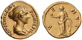 Faustina Junior, Augusta, 147-175. Aureus (Gold, 19mm, 6.99 g 6), Rome, 147-152. FAVSTINAE AVG PII AVG FIL Draped bust of Faustina to right, wearing a...