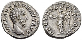 Lucius Verus, 161-169. Denarius (Silver, 17mm, 3.41 g 6), Rome, March - December 161. IMP L AVREL VERVS AVG Bare head of Verus to right. Rev. PROV DEO...