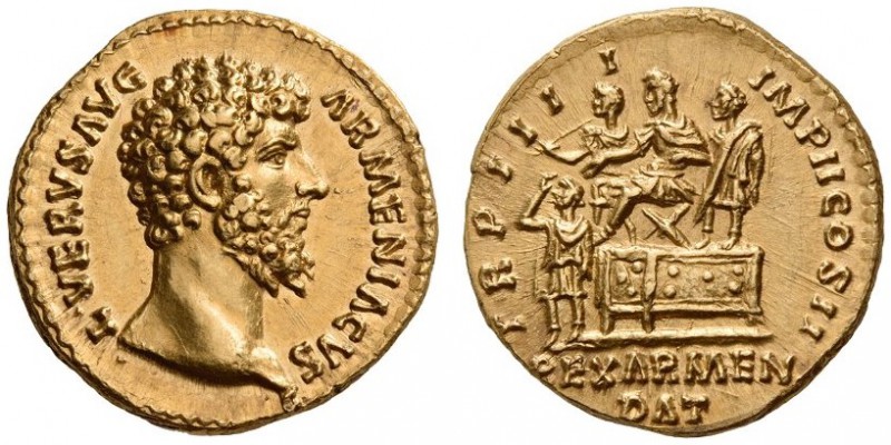 Lucius Verus, 161-169. Aureus (Gold, 18mm, 7.35 g 12), Rome, 163-164. L VERVS AV...