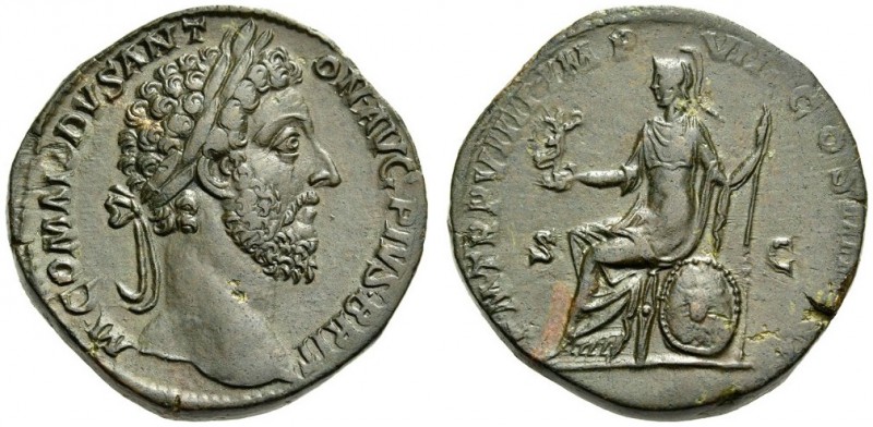 Commodus, 177-192. Sestertius (Orichalcum, 30mm, 26.40 g 6), Rome, 184. M COMMOD...
