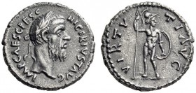 Pescennius Niger, 193-194. Denarius (Silver, 17mm, 3.10 g 12), Antioch. IMP CAES C PESC NIGER IVST AVC Laureate head of Pescennius to right. Rev. VIRT...